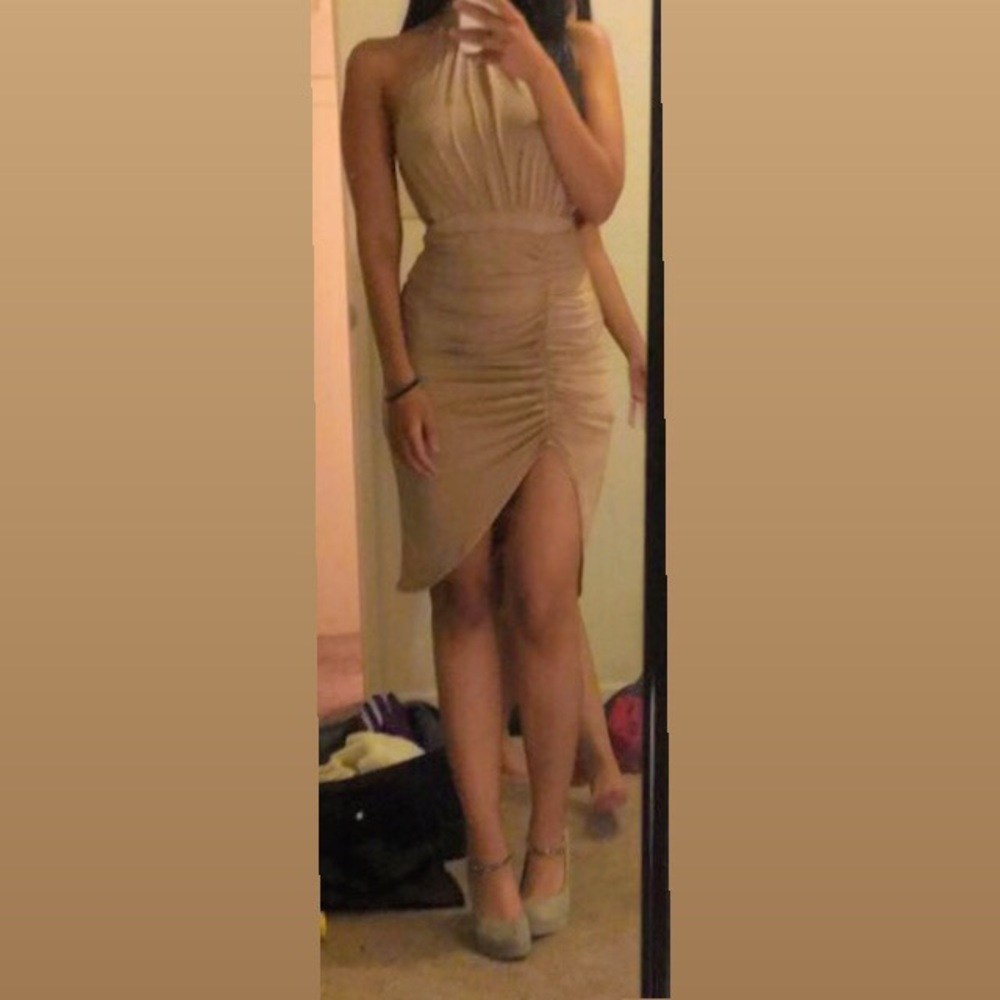 Oh Polly Tight Backless Dress Beige/tan